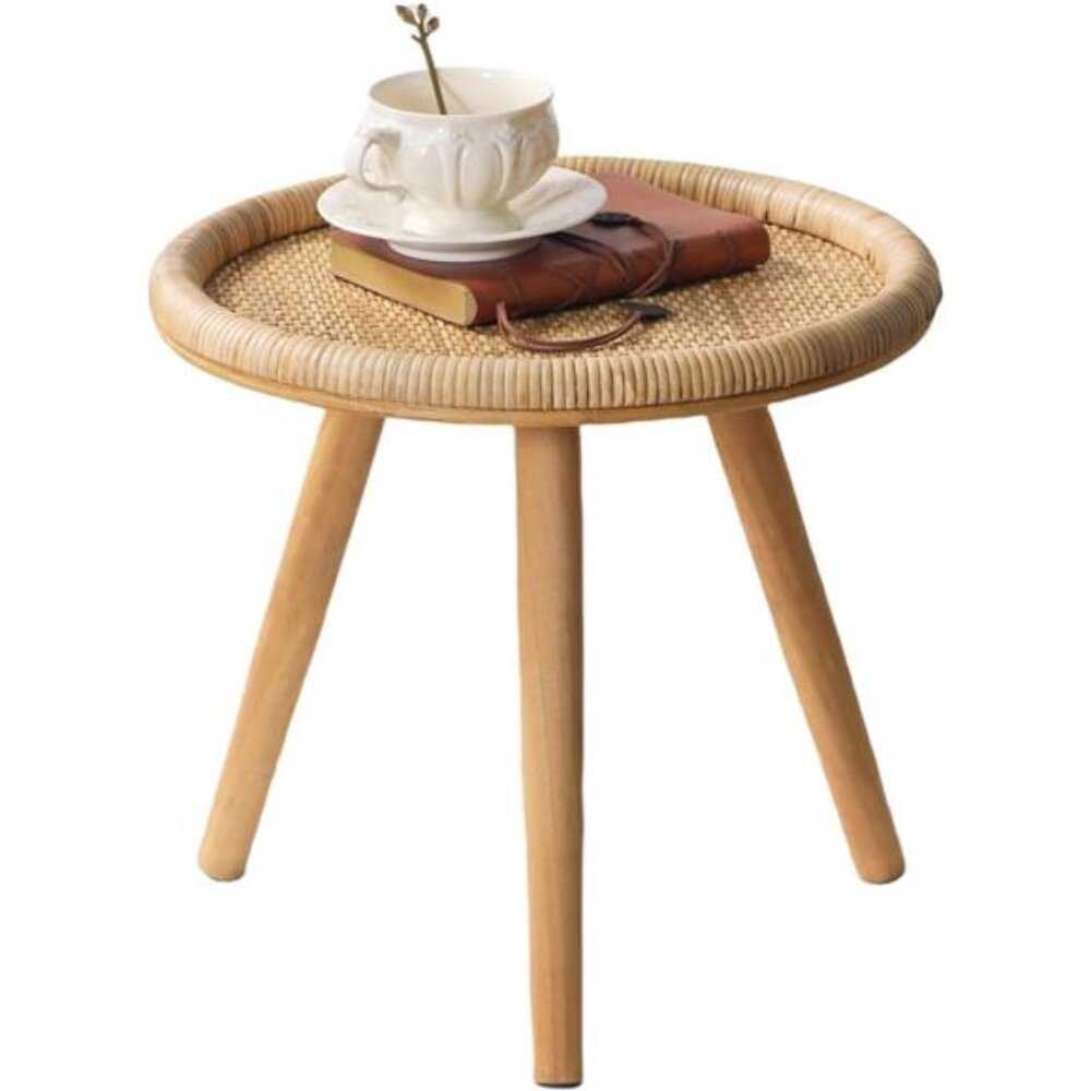 Round Coffee Table, Boho Circle Side Table End Table for Living Room